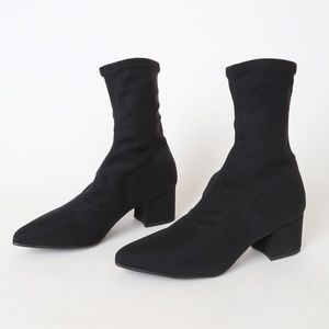 Vagabond Mya Black Pointed-Toe Mid-Calf Sock Boots